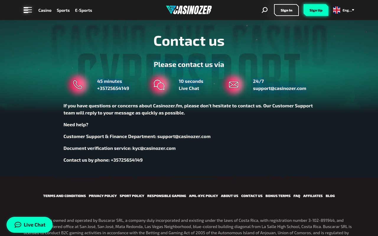 casinozer — service client